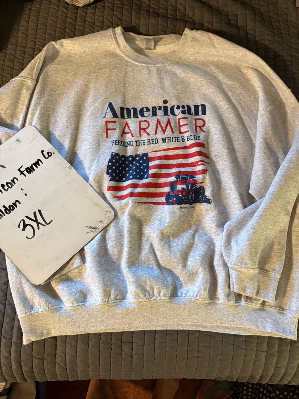 American Farmer Graphic Crewneck Sweatshirt - Gray